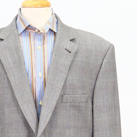 Jos. A. Bank 48R Gray Check Wool 2-Button Sport Coat Blazer Jacket P050 - Picture 5 of 11
